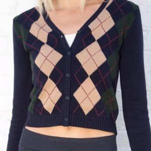 Brandy argyle print sweater